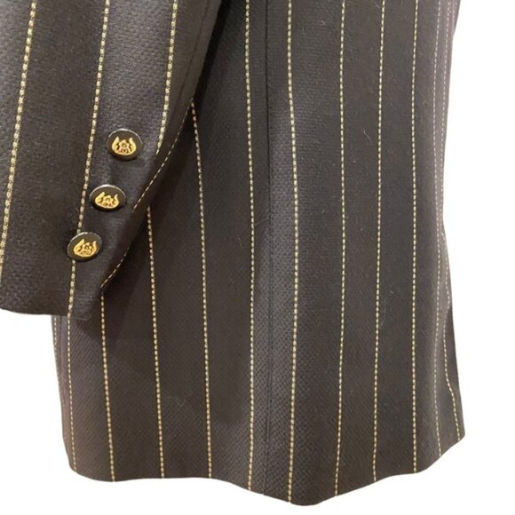 Vintage Basler blazer jacket black gold stripes 100% wool double breasted size10 - Picture 8 of 13